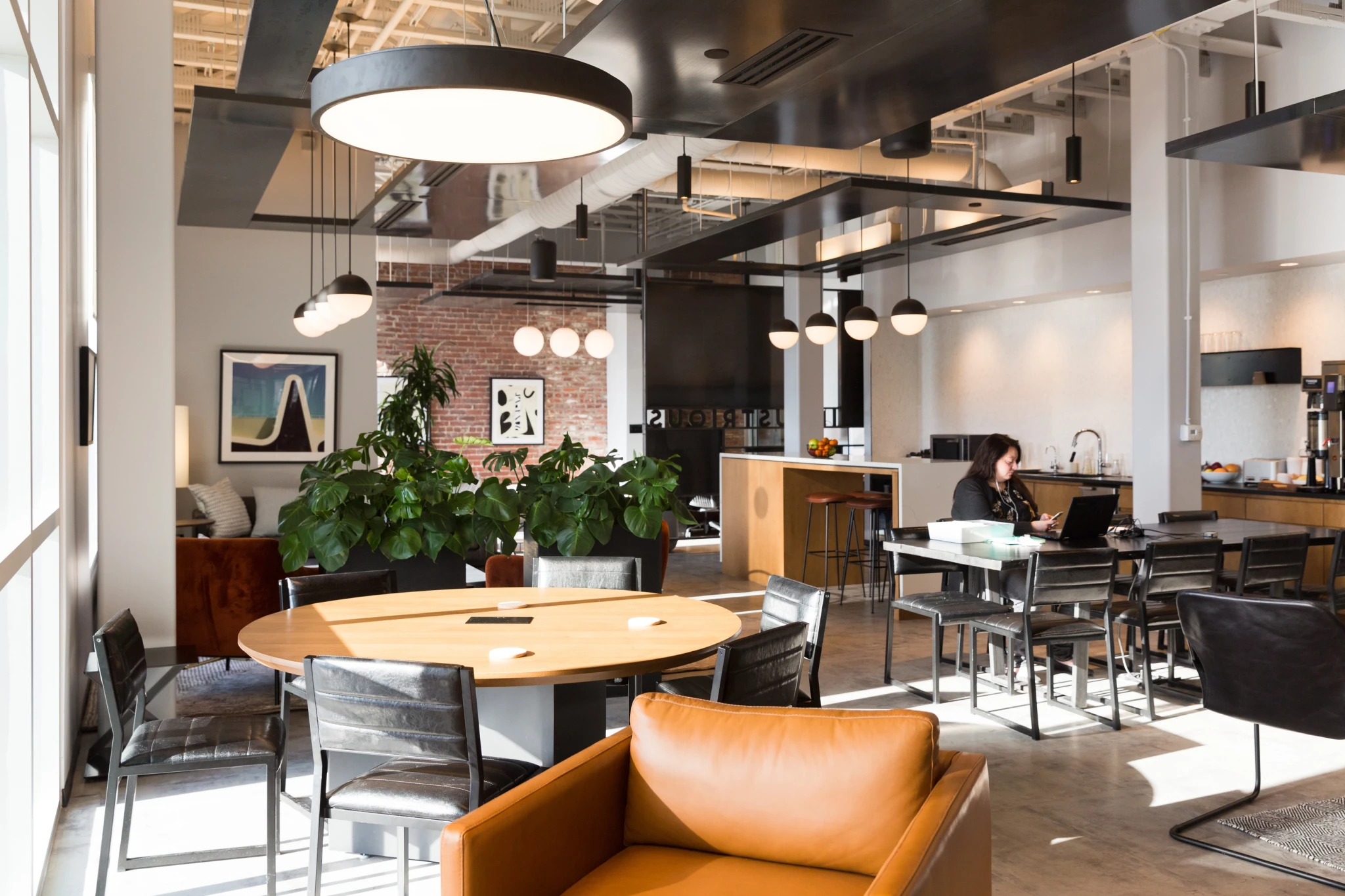 a modern space with ample seating