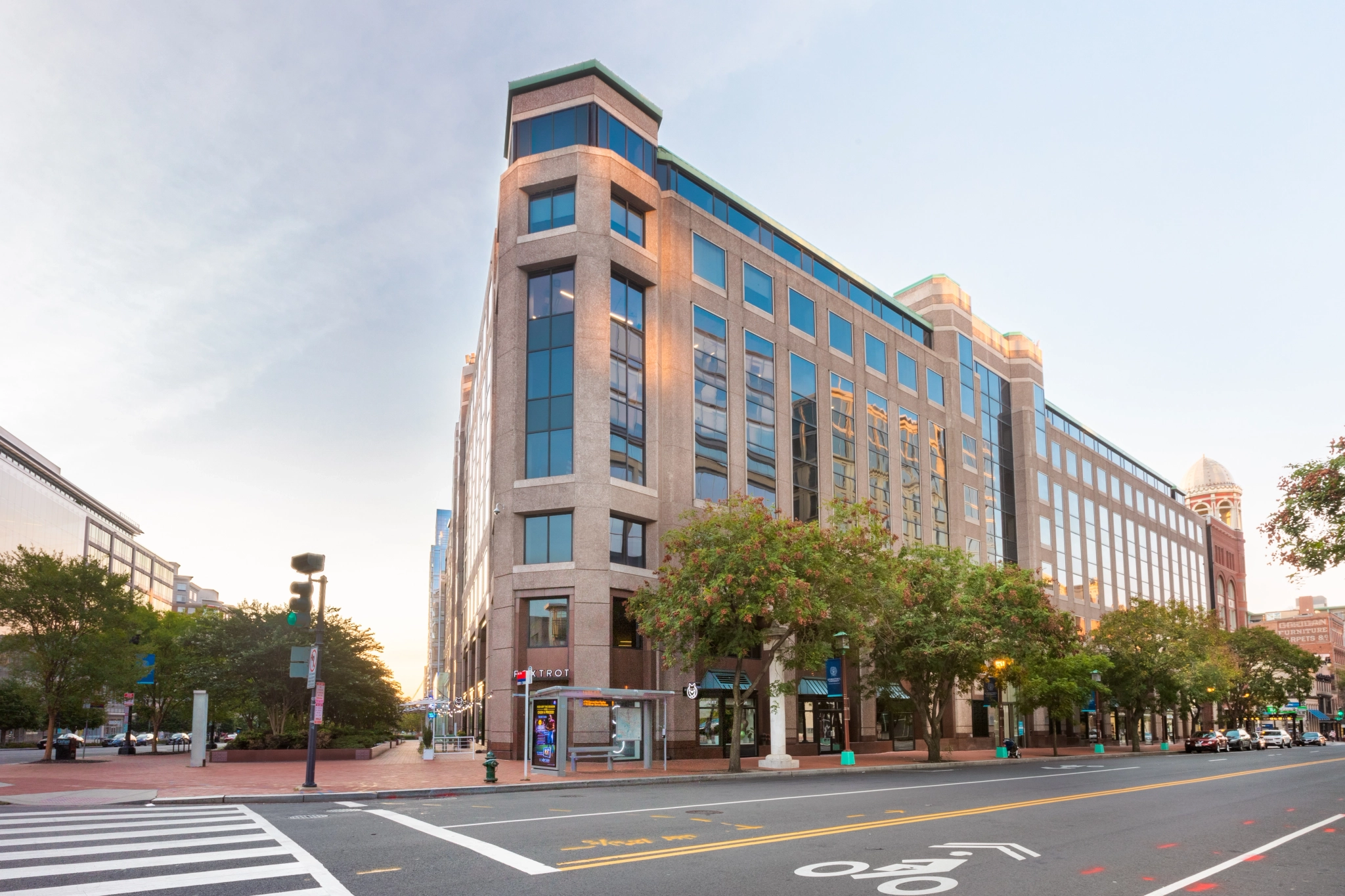 A large coworking space in the middle of the street.