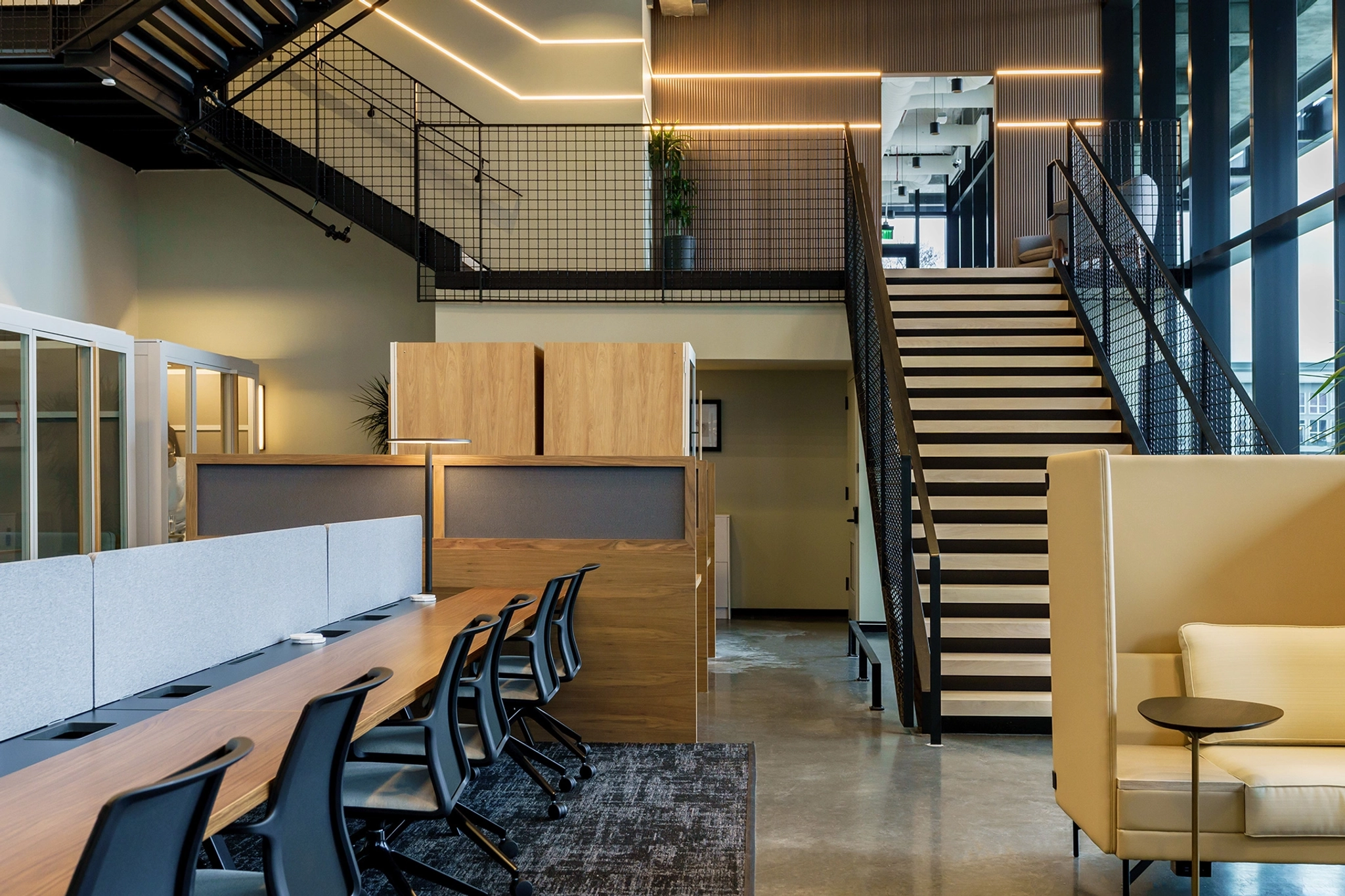 A modern office in Atlanta with desks.