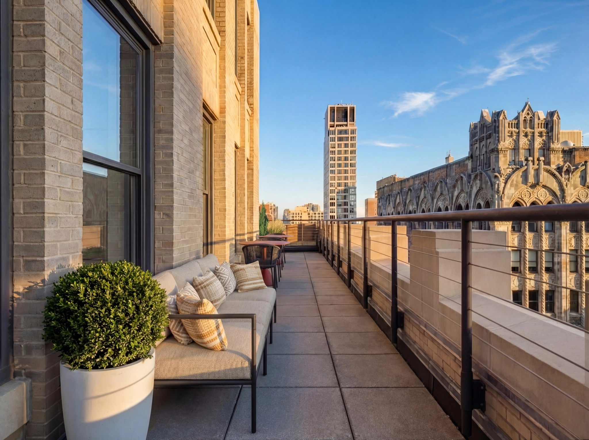 a large, bright meeting room with a large screen