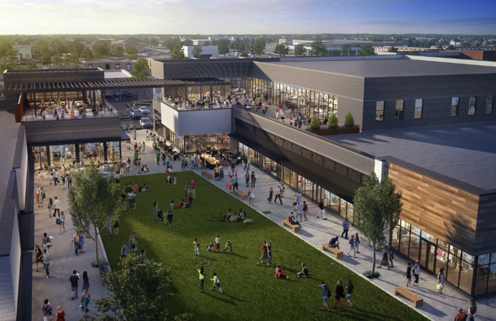 a large, bright meeting room with a large screen