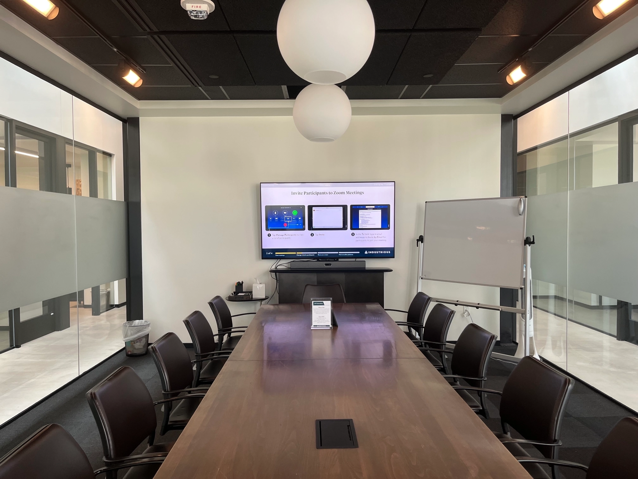 A coworking space in Scottsdale equipped with a large screen TV in the conference room.